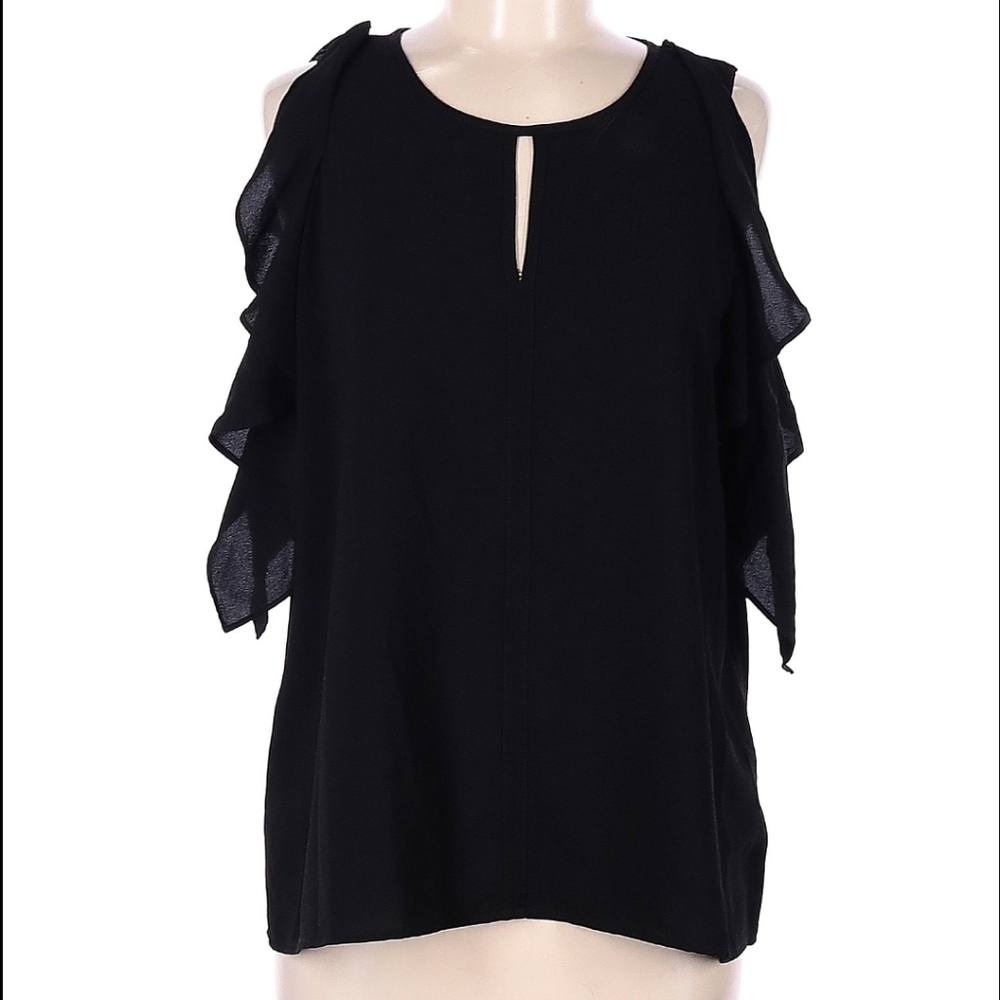 NY Collection Women’s Plus Size cold shoulder sleeve black blouse